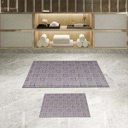 Mijölnir Juego de alfombras de baño Beige, lila y morado (2 piezas)